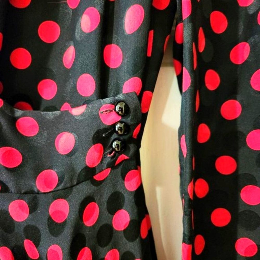 Albert Nipon Silk Dress Red Polkadot - image 5